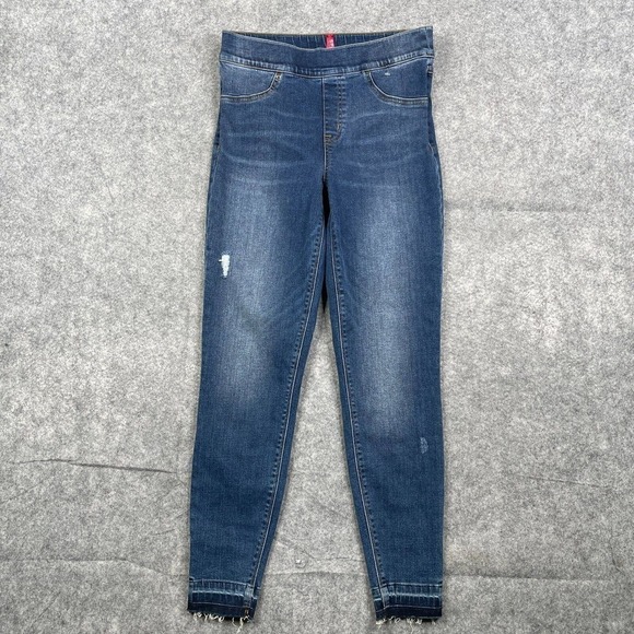 Spanx Distressed Ankle Skinny Jeans Women's Size Medium Blue Distressed 20203R - Picture 1 of 10